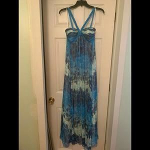 BCBGMAXAZRIA Womens Silk Woven Dress Blues/Silver NWT Size 2